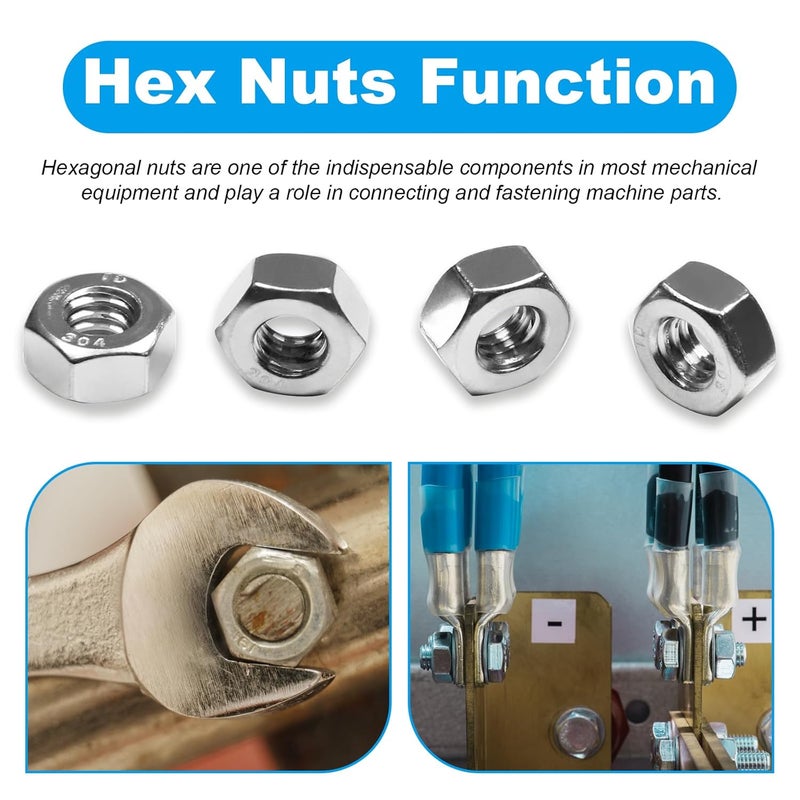 Yinpecly 100pcs #8-32 Hex Nuts, 304 Stainless Steel,Coarse Thread Hexagon Nut,Hex Drive, UNC Small Nuts Fasteners,8-32 Replacement Nut, Right Hand,Tiny - Image 4